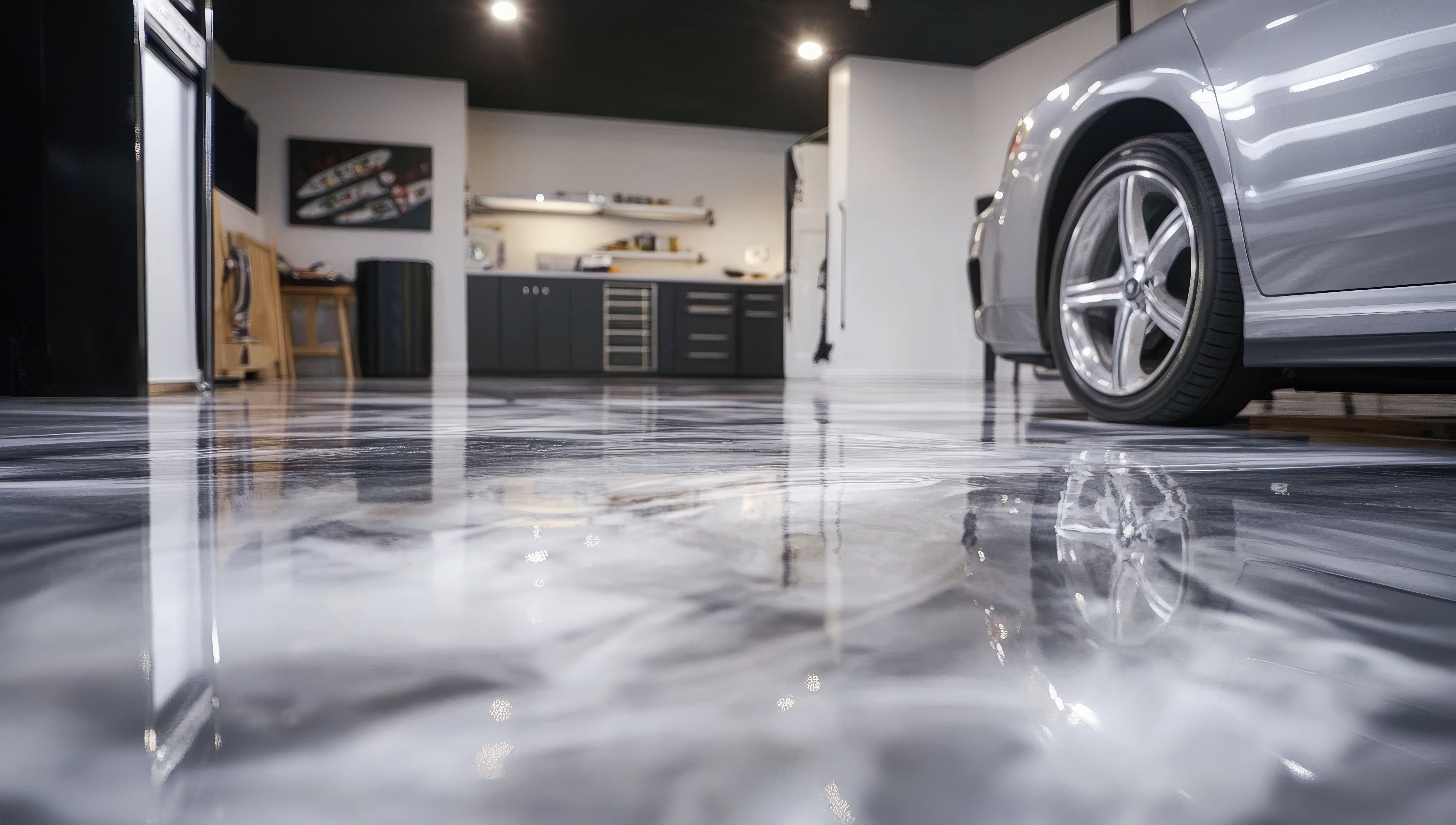 Another angle of a showroom-quality garage floor