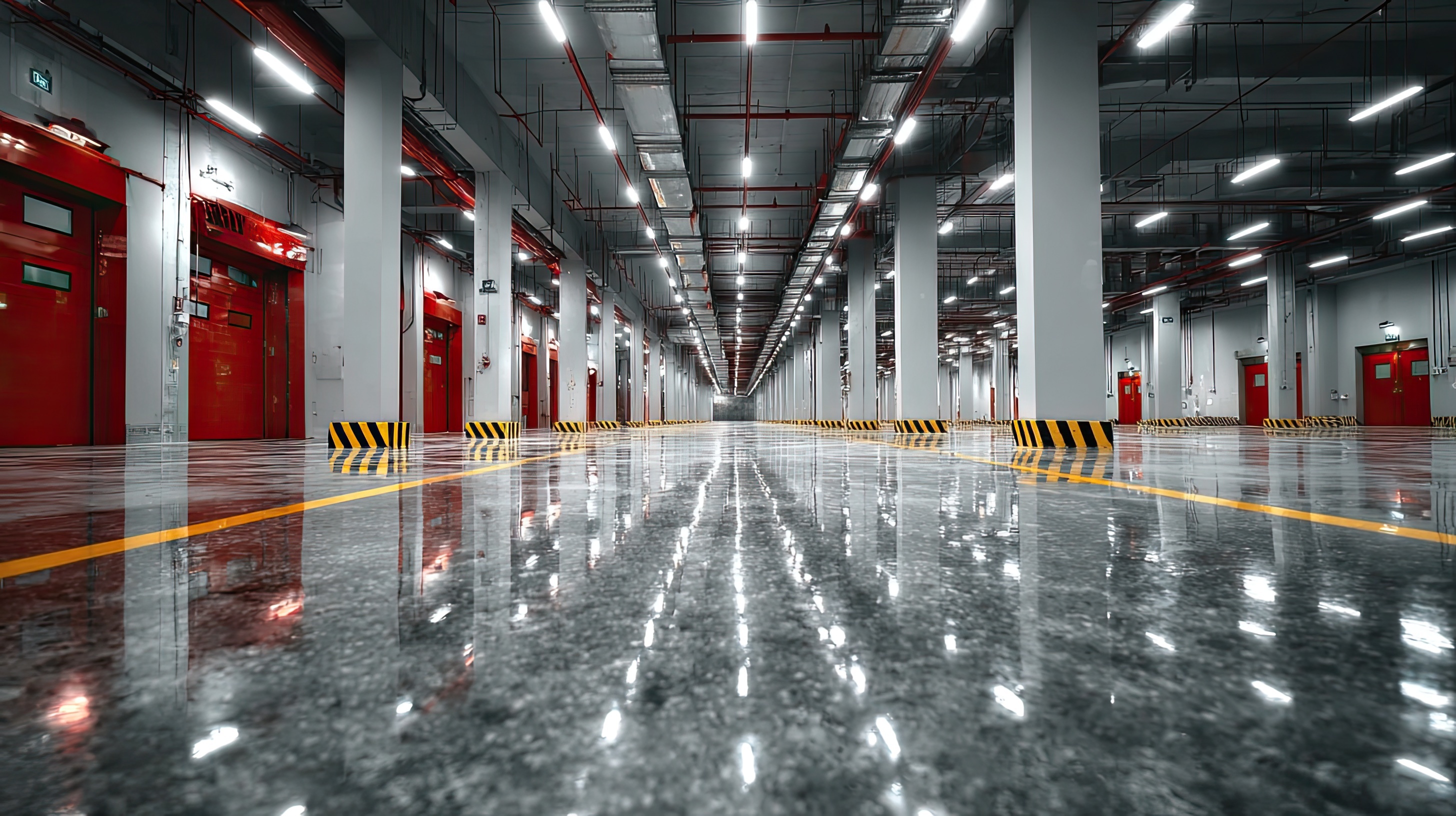 Light gray epoxy floor in a Spanish Fork warehouse