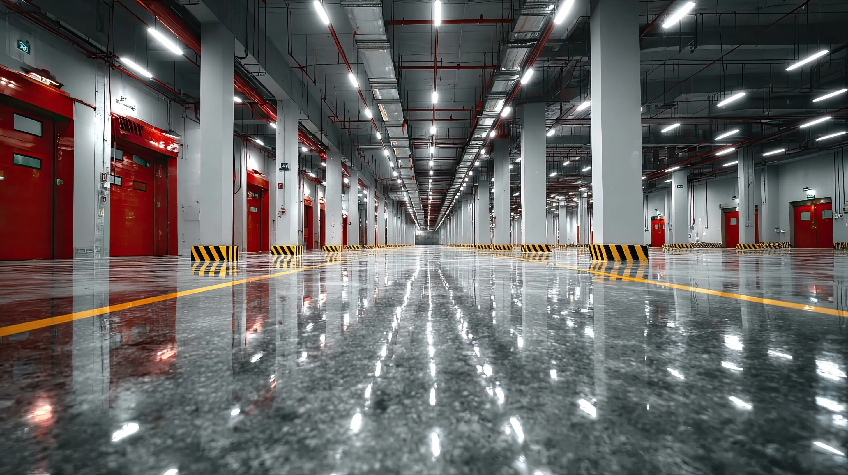 Light gray epoxy floor in a Spanish Fork warehouse